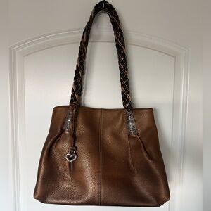 Brighton Metallic Bronze Leather Tote | Braided Straps